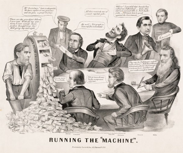 Running the Machine Political cartoon