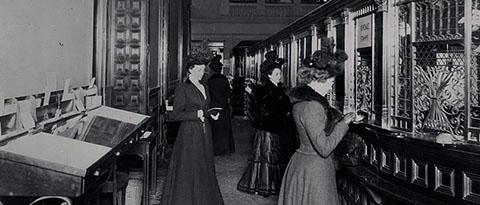 In 1900, the Fifth Avenue Bank in New York City featured a special row of tellers' windows for the ladies.