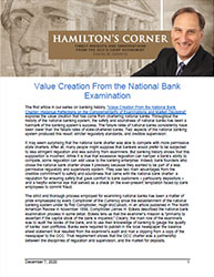 Hamilton's Corner Paper Cover Image: Value Creation From the National Bank Examination 