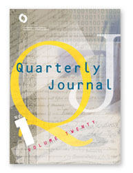 Quarterly Journal Volume 20 No. 1 Cover Image